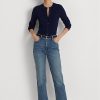 Jean droit taille haute bleu Ralph Lauren pour femme Jean droit taille haute bleu Ralph Lauren pour femme