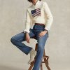 Jean droit taille haute bleu Ralph Lauren pour femme Jean droit taille haute bleu Ralph Lauren pour femme