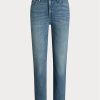Jean droit taille haute bleu Ralph Lauren pour femme Jean droit taille haute bleu Ralph Lauren pour femme