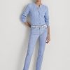 Jean droit taille mi-haute enduit bleu Ralph Lauren pour femme Jean droit taille mi-haute enduit bleu Ralph Lauren pour femme