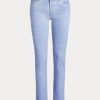 Jean droit taille mi-haute enduit bleu Ralph Lauren pour femme Jean droit taille mi-haute enduit bleu Ralph Lauren pour femme