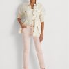 Jean droit taille mi-haute enduit rose Ralph Lauren pour femme Jean droit taille mi-haute enduit rose Ralph Lauren pour femme
