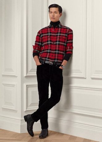 Jean slim en velours extensible noir Ralph Lauren pour homme