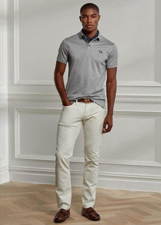 Jean slim stretch blanc Ralph Lauren pour homme
