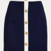 Jupe crayon boutonnée en crêpe bicolore crème/bleu marine pour femme Ralph Lauren