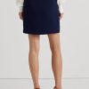 Jupe crayon boutonnée en crêpe bicolore crème/bleu marine pour femme Ralph Lauren