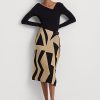 Jupe crayon en coton mélangé à imprimé géométrique Ralph Lauren noir/marron pour femme Jupe crayon en coton mélangé à imprimé géométrique Ralph Lauren noir/marron pour femme