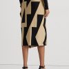 Jupe crayon en coton mélangé à imprimé géométrique Ralph Lauren noir/marron pour femme Jupe crayon en coton mélangé à imprimé géométrique Ralph Lauren noir/marron pour femme