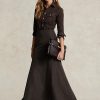 Jupe longue sirène en taffetas noir Ralph Lauren pour femme