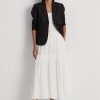 Jupe longue à volants en lin blanc Ralph Lauren pour femme Jupe longue à volants en lin blanc Ralph Lauren pour femme