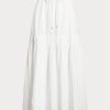 Jupe longue à volants en lin blanc Ralph Lauren pour femme Jupe longue à volants en lin blanc Ralph Lauren pour femme
