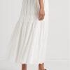 Jupe longue à volants en lin blanc Ralph Lauren pour femme Jupe longue à volants en lin blanc Ralph Lauren pour femme