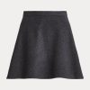 Jupe trapèze en laine et cachemire Melton Ralph Lauren gris foncé pour femme