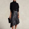 Jupes asymétriques en cuir d&rsquo;agneau noir Ralph Lauren pour femmes