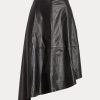 Jupes asymétriques en cuir d&rsquo;agneau noir Ralph Lauren pour femmes