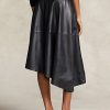 Jupes asymétriques en cuir d&rsquo;agneau noir Ralph Lauren pour femmes