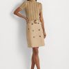 Jupes beiges en sergé micro-poncé avec ceinture Ralph Lauren pour femme Jupes beiges en sergé micro-poncé avec ceinture Ralph Lauren pour femme