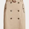 Jupes beiges en sergé micro-poncé avec ceinture Ralph Lauren pour femme Jupes beiges en sergé micro-poncé avec ceinture Ralph Lauren pour femme