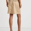 Jupes beiges en sergé micro-poncé avec ceinture Ralph Lauren pour femme Jupes beiges en sergé micro-poncé avec ceinture Ralph Lauren pour femme