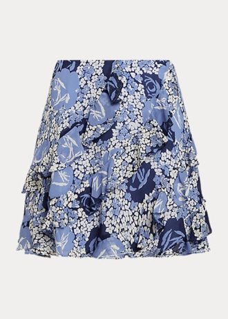 Jupes bleues en georgette à volants et fleurs Ralph Lauren pour femme