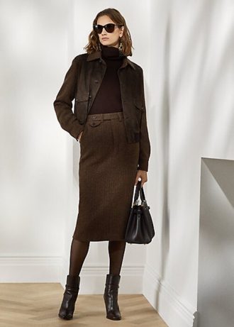 Jupes à chevrons en laine Mychele de Ralph Lauren pour femme marron