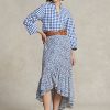 Jupes en crêpe à volants fleuries bleues Ralph Lauren pour femmes