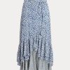 Jupes en crêpe à volants fleuries bleues Ralph Lauren pour femmes