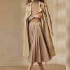 Jupes en flanelle extensible beiges Ralph Lauren Witley pour femmes