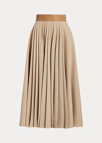 Jupes en flanelle extensible beiges Ralph Lauren Witley pour femmes