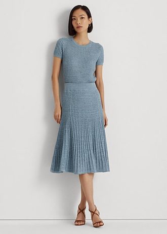 Jupes en tricot de lin et de coton bleu Ralph Lauren pour femme
