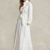 Jupes mi-longues blanches en lin à œillets Ralph Lauren pour femme Jupes mi-longues blanches en lin à œillets Ralph Lauren pour femme