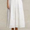 Jupes mi-longues blanches en lin à œillets Ralph Lauren pour femme Jupes mi-longues blanches en lin à œillets Ralph Lauren pour femme