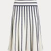 Jupes mi-longues en tricot rayé Ralph Lauren crème/bleu marine pour femme Jupes mi-longues en tricot rayé Ralph Lauren crème/bleu marine pour femme