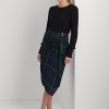 Jupes multicolores en georgette à carreaux Ralph Lauren pour femmes, avec bordure à boucle Jupes multicolores en georgette à carreaux Ralph Lauren pour femmes, avec bordure à boucle