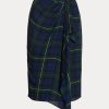 Jupes multicolores en georgette à carreaux Ralph Lauren pour femmes, avec bordure à boucle Jupes multicolores en georgette à carreaux Ralph Lauren pour femmes, avec bordure à boucle