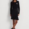 Jupes noires en maille ponte à volants Ralph Lauren pour femmes