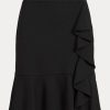 Jupes noires en maille ponte à volants Ralph Lauren pour femmes