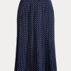 Jupes plissées en crêpe à pois Ralph Lauren crème/bleu marine pour femme