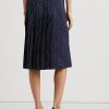 Jupes plissées en crêpe à pois Ralph Lauren crème/bleu marine pour femme