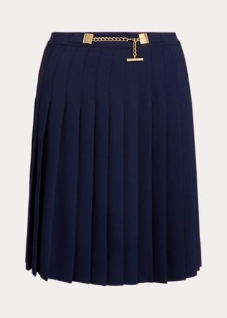 Jupes plissées en georgette bleu marine Ralph Lauren pour femme