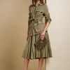 Jupes plissées en sergé brisé Olive Ralph Lauren Arnav pour femmes