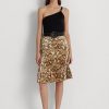 Jupes plissées multicolores en charmeuse à imprimé peau de serpent Ralph Lauren pour femmes Jupes plissées multicolores en charmeuse à imprimé peau de serpent Ralph Lauren pour femmes