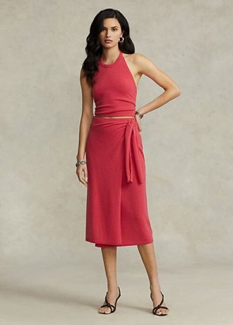 Jupes-pull portefeuille en cachemire Ralph Lauren rouges pour femmes