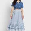 Jupes taille haute à volants bleues Ralph Lauren pour femmes Jupes taille haute à volants bleues Ralph Lauren pour femmes