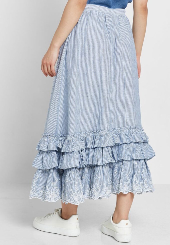 Jupes taille haute à volants bleues Ralph Lauren pour femmes Jupes taille haute à volants bleues Ralph Lauren pour femmes