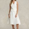 Jupes trapèze en lin blanches Ralph Lauren pour femmes Jupes trapèze en lin blanches Ralph Lauren pour femmes