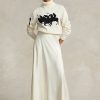 Jupes trapèze en satin crème Ralph Lauren pour femme