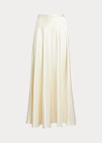 Jupes trapèze en satin crème Ralph Lauren pour femme