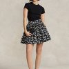 Jupes trapèze florales noires et blanches Ralph Lauren pour femmes