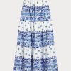 Jupes à volants en coton à rayures florales bleues Ralph Lauren pour femmes Jupes à volants en coton à rayures florales bleues Ralph Lauren pour femmes